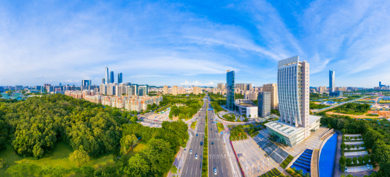 中国广东省东莞市城市天际线