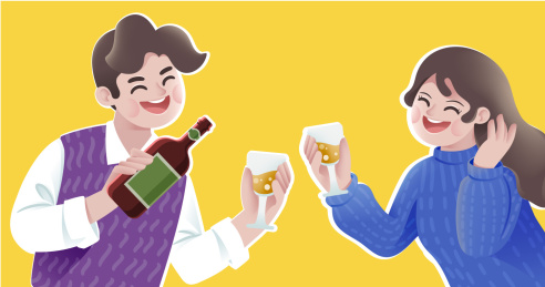 干杯的情侣矢量插画