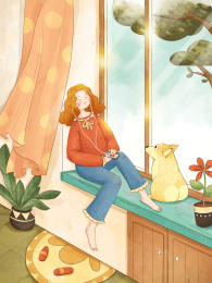 原创小清新插画休闲时光