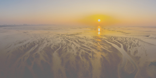 航拍中国广西北海南流江入海口