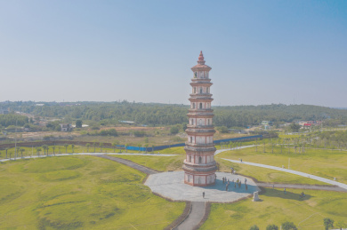 航拍中国广西北海合浦古建筑文昌塔