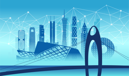 中国广东省广州市城市数据5G网络空间插画