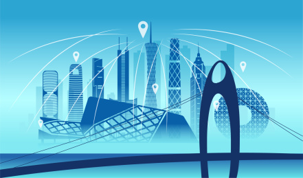 中国广东省广州市城市数据5G网络空间插画