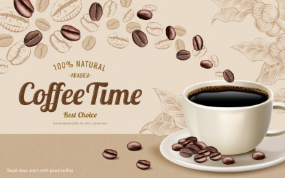 咖啡复古蚀刻风格广告