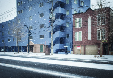 日本北海道小樽自然雪景建筑风光