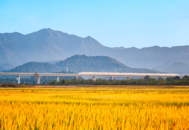 中国杭州市富阳区东梓关村田园自然风光