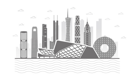 中国广东省广州市城市天际线矢量插画