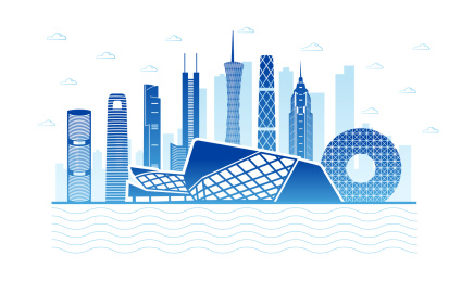 中国广东省广州市城市天际线矢量插画