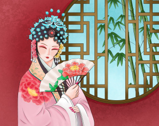 京剧中国风人物插画