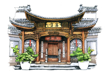 徽派建筑手绘和植物手绘表达