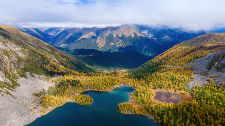 航拍中国四川甘孜州丹巴县的党岭葫芦海