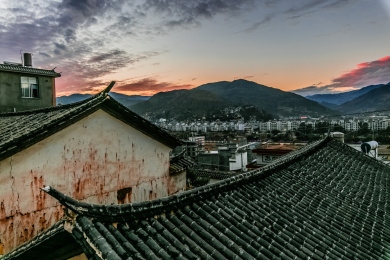 中国云南省大理州南涧县彝族居住区山寨建筑