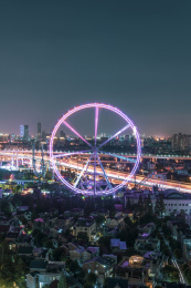 上海闵行区锦江乐园摩天轮夜景