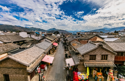 中国云南省大理州巍山县古城老街建筑景观