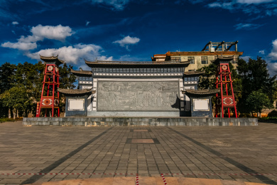 中国云南省大理州巍山县彝族演绎台装饰建筑