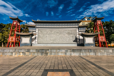 中国云南省大理州巍山县彝族演绎台装饰建筑