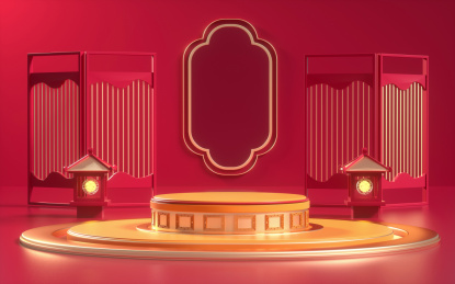 3D中国风产品展示台创意图