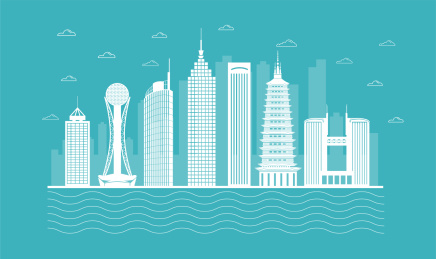 中国江苏省常州市城市天际线矢量插画