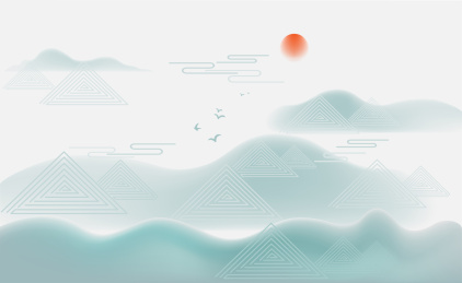 中国山水意境矢量插画