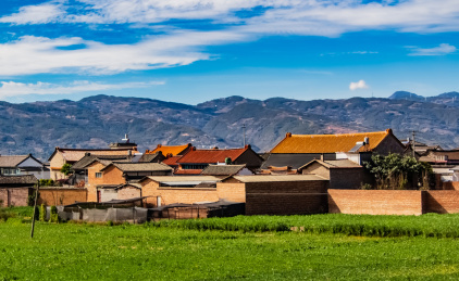 中国云南省大理州巍山县彝族村庄建筑景观
