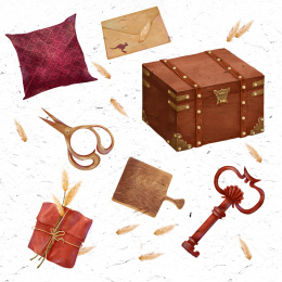 复古手账风摆件欧式橱柜 剪刀 信封 抱枕