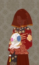 手持蒲扇的穗禾服新娘