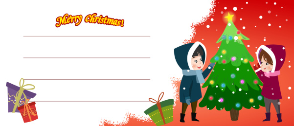 冬季欢度圣诞节新年贺卡插画矢量图