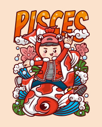 十二星座双鱼座潮流插画