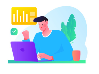 线上协作办公的白领互联网卡通矢量插画