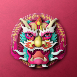 龙中国风剪纸插画
