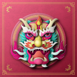 龙中国风剪纸插画