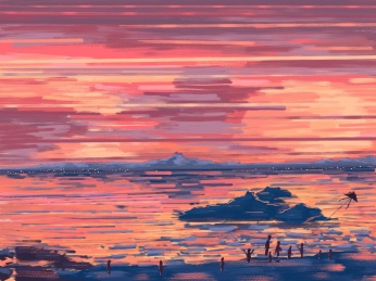 落日余晖插画设计