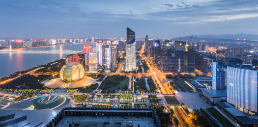 中国浙江杭州钱江新城夜景