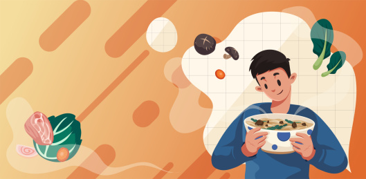 美食主题人物插图