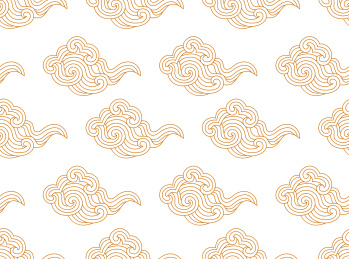 无缝的云纹线条图案，白色背景