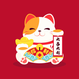 矢量卡通可爱招财猫插画