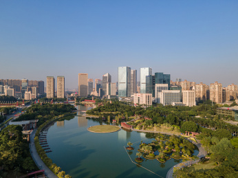 航拍中国广东佛山南海千灯湖公园