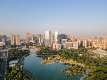 航拍中国广东佛山南海千灯湖公园