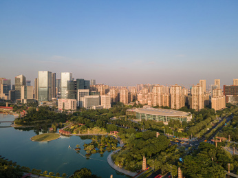 航拍中国广东佛山南海千灯湖公园