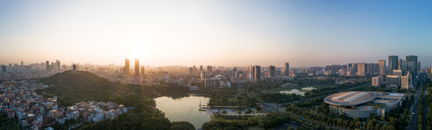 航拍中国广东佛山南海千灯湖公园