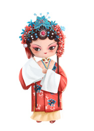 手绘卡通中国风Q版人物京剧花旦