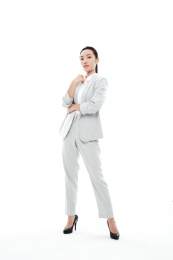 白色背景全身东方职场女性