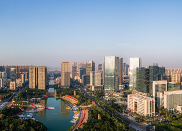 航拍中国广东佛山南海千灯湖公园