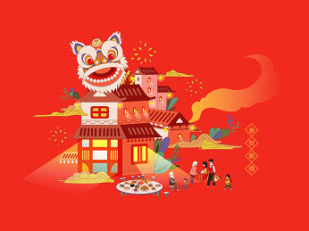 春节拜年送礼主题矢量插画