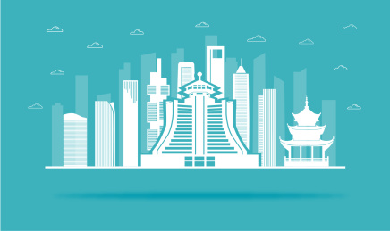 中国贵州省贵阳市城市天际线矢量插画