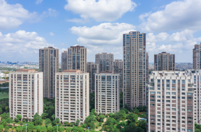 航拍现代城市居住区建筑