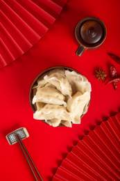 冬天冬至过年包饺子吃饺子