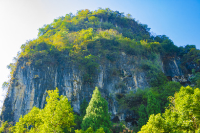 中国广西桂林阳朔山、树与岩石纹理
