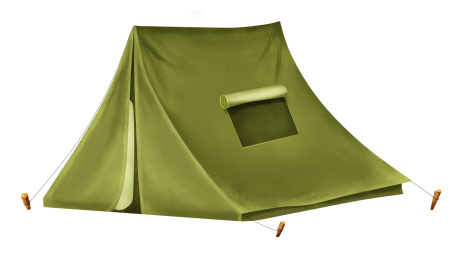 搭帐篷野营插画元素白底素材