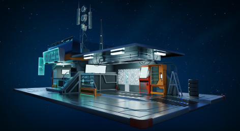 创意和未来派的概念车库。 逼真的3D渲染